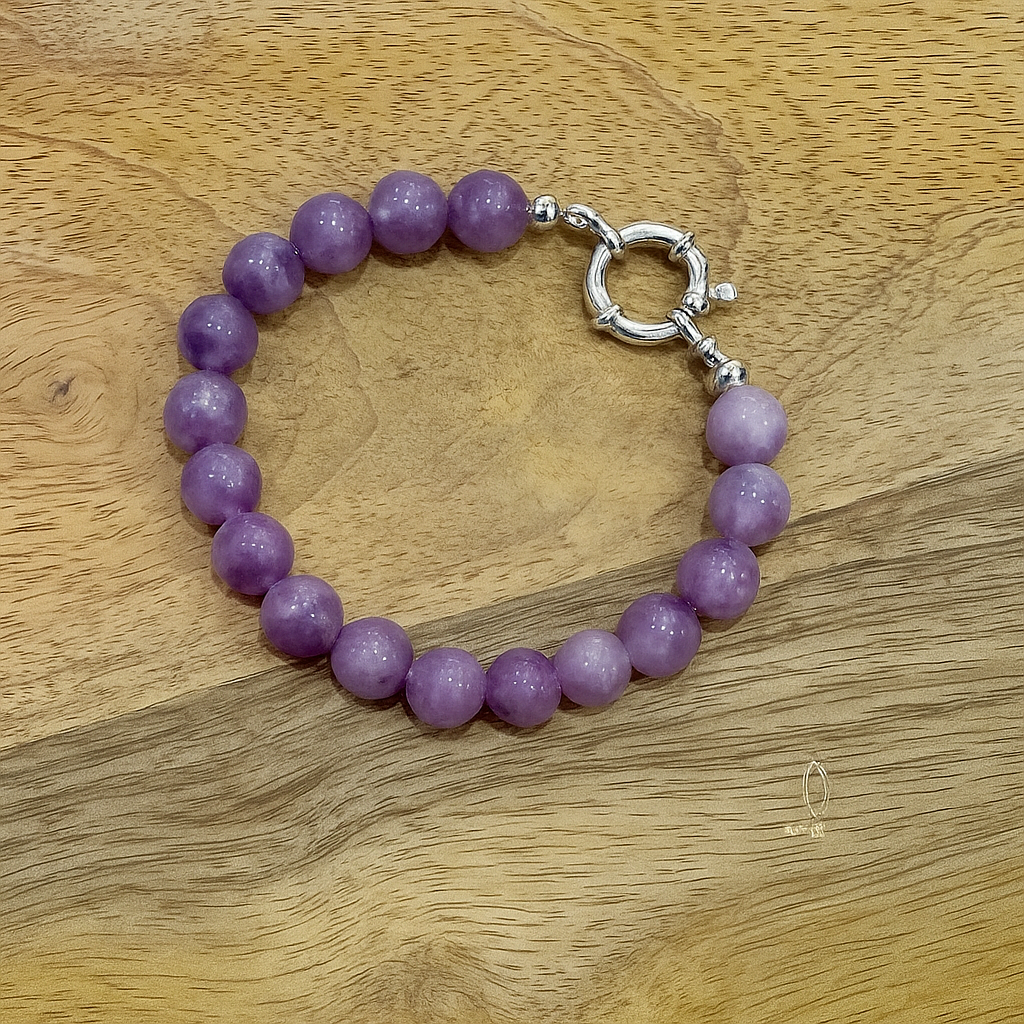 Bracelet Lepidolite fermoir acier