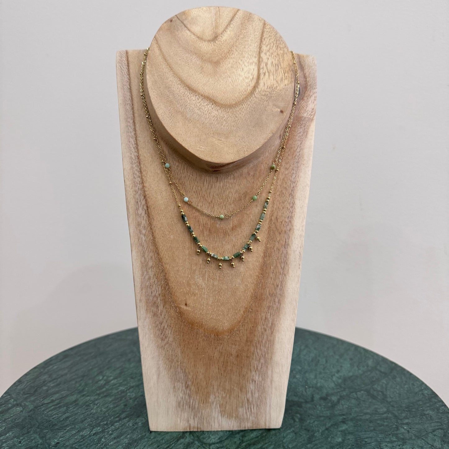 Collier duo Jade vert