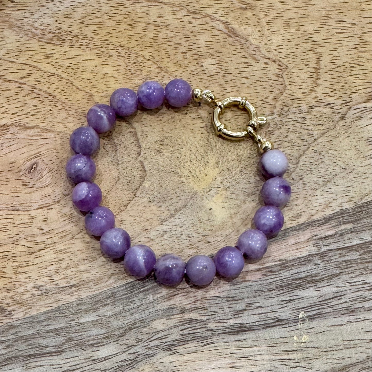 Bracelet Lepidolite fermoir acier