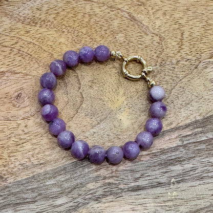 Bracelet Lepidolite fermoir acier