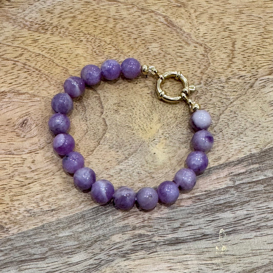 Bracelet Lepidolite fermoir acier