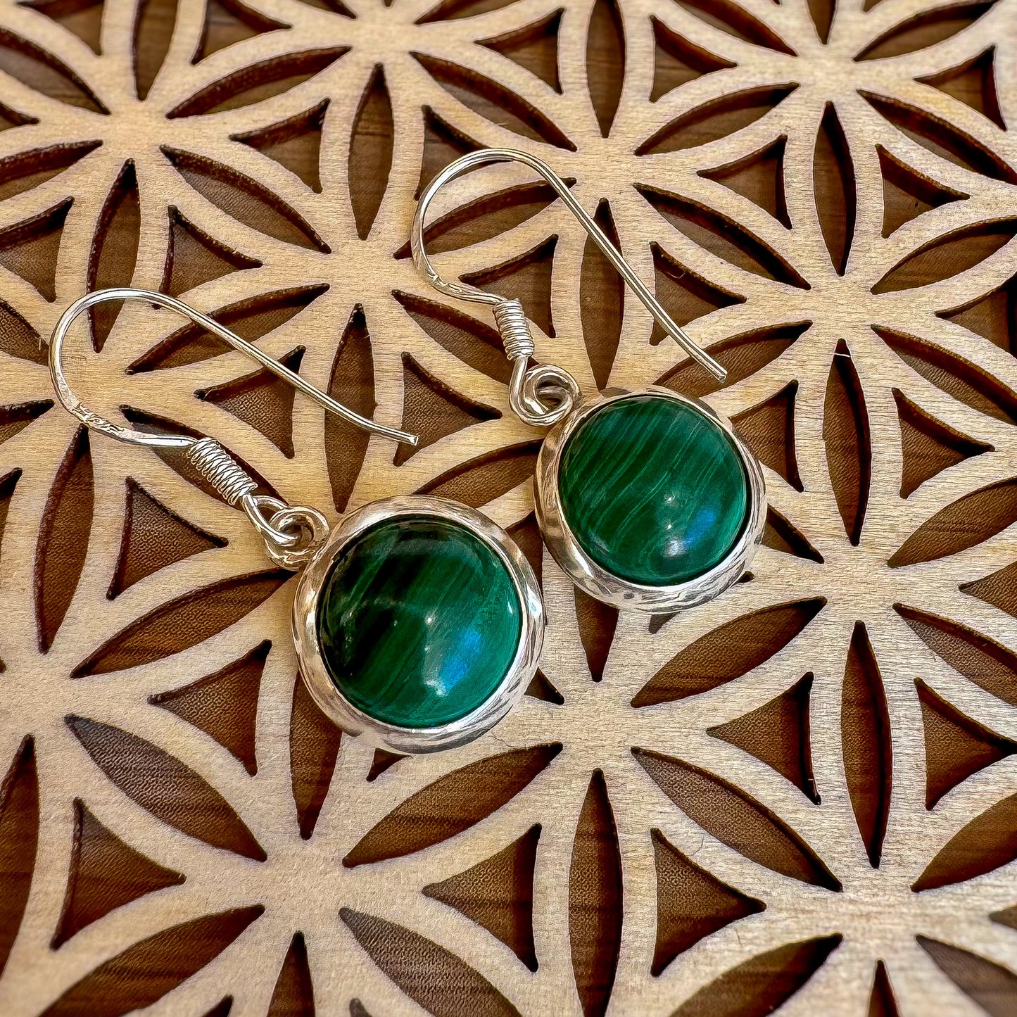 Boucles Malachite en Argent