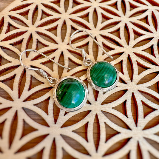 Boucles Malachite en Argent